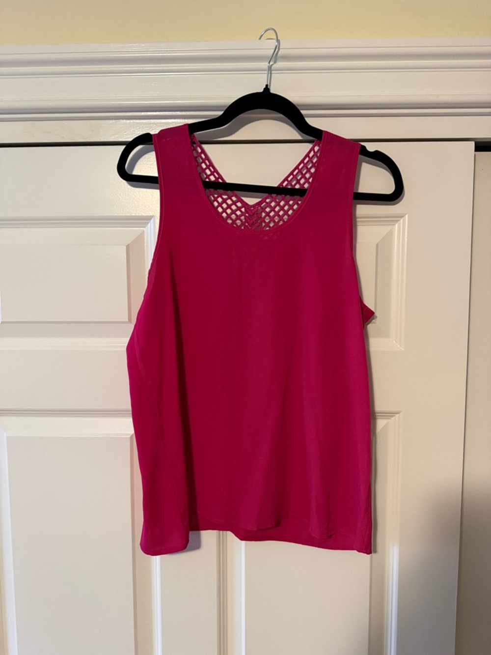 Soprano Bright Pink Sleeveless Tank with Lattice Back